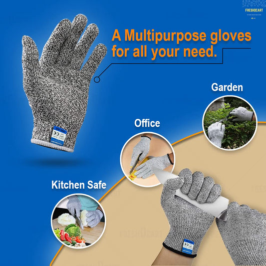 karomouj Cut Resistant Gloves – Cut Resistant Hand Gloves for Men & Women, Anti Cut Hand Gloves with Comfortable Fit, Reusable Protective Gloves for Chopping, 1 Pair, Free Size