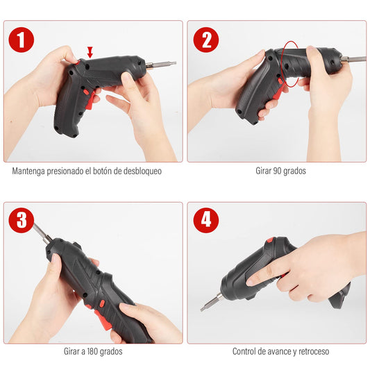 Cordless Screwdriver, 3.6V Cordless Electric Screwdrivers with LED Light Rechargeable Small Screwdriver for Bicycle Repair, Furniture Repair, Switch Installation