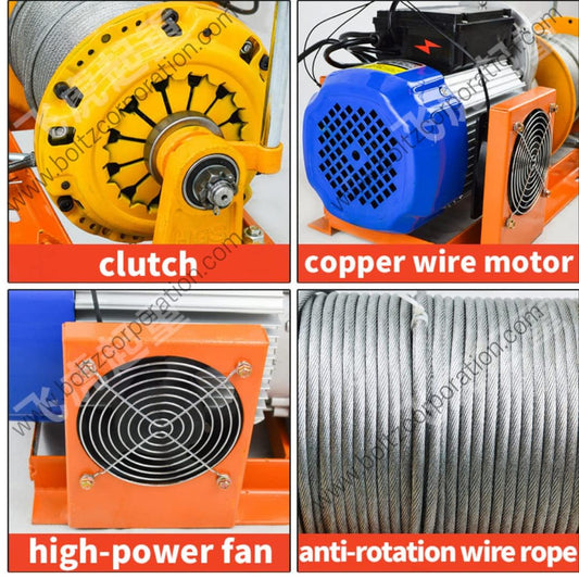 BOLTZ CORPORATION Construction Monkey Crane For Material Lifting 500 Kg With 4Hp Heavy Duty Clutch Winch Motor (8Mm 40 Meter Wire Rope)