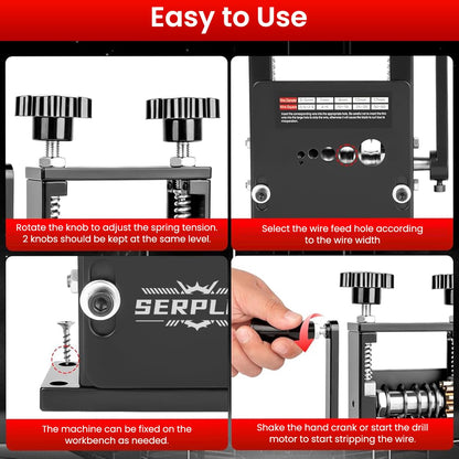 Serplex® 6 in 1 Cable Stripping Machine with Hand Crank Manual/Drill-Operated Wire Stripping Tool, 5 Channels Wire Stripper Tool for 1-17mm Dia Cable Bench Fixed Cable Stripping Tool